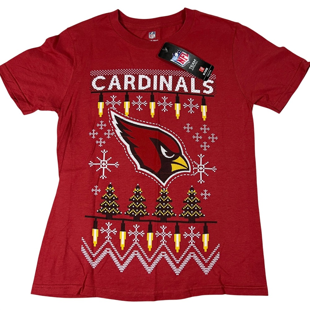 NFL Arizona Cardinals Youth Medium 10/12 Red‎ Christmas Sweater Graphic T-Shirt
